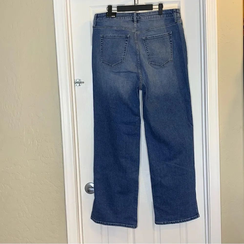 Fashion Nova Killing Em Softly Side Split Jean High Rise Wide Leg Size 18